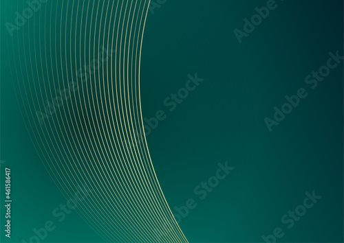 Abstract green luxury background with golden line on dark. Realistic paper cut style 3d. Vector illustration for banner, poster, brochure, presentation background and much more