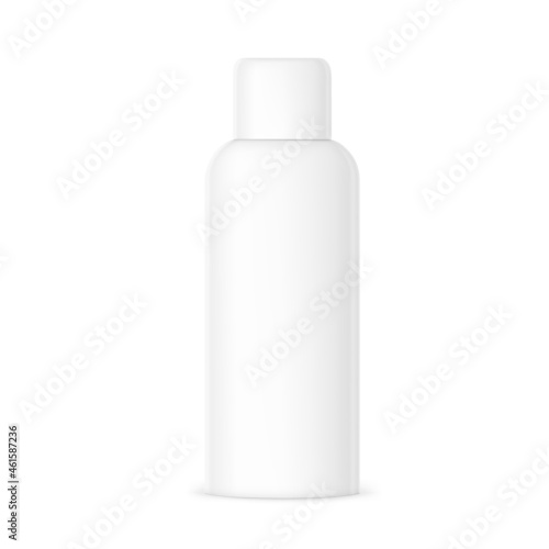 Black bottle mockup isolated on white background. Vector illustration. Front view. Сan be used for food, cosmetic and other needs. EPS10	