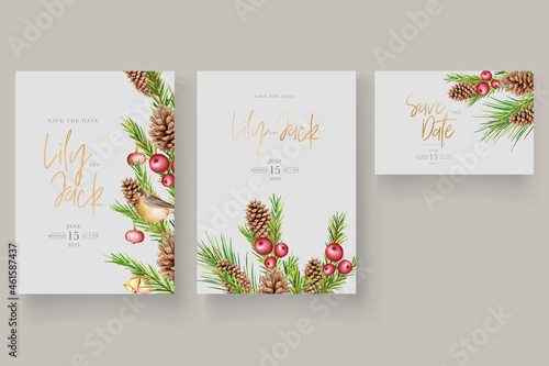 watercolor christmas floral and leaves background 