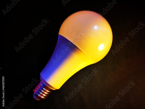 light bulb on black background