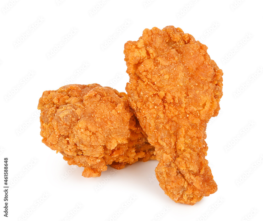 Fried spicy chicken isolated on white background. Fried spicy chicken isolated on white background.