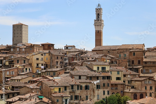 Cityscape of Siena with Mangia Tower  Italy