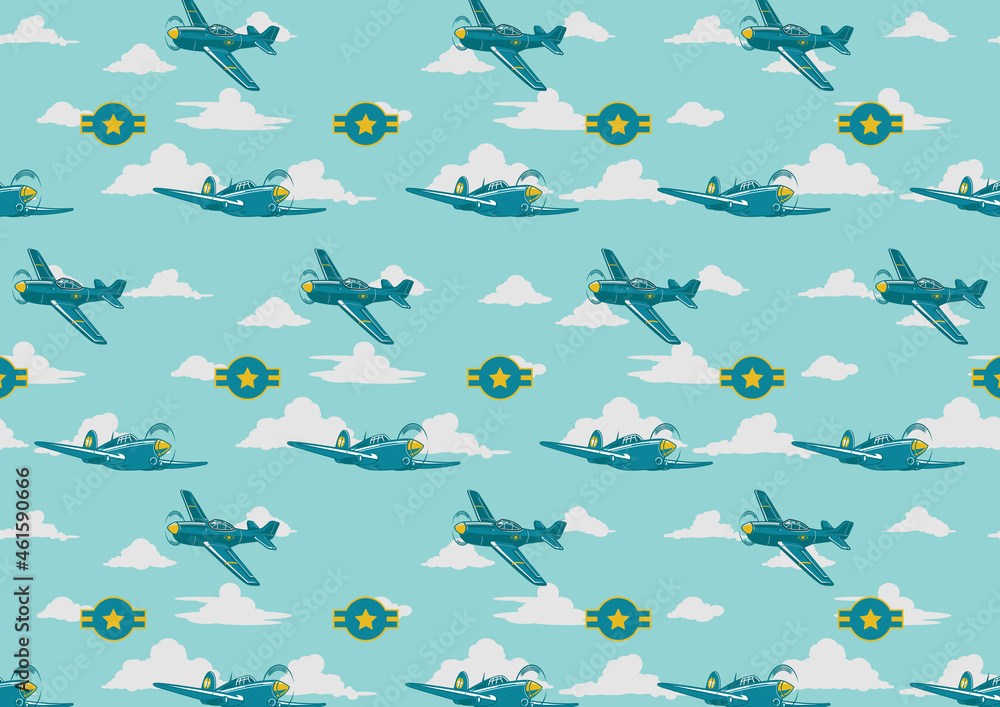 Aircraft fighter vintage pattern background