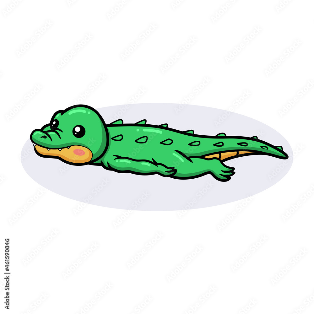 Fototapeta premium Cute little green crocodile cartoon