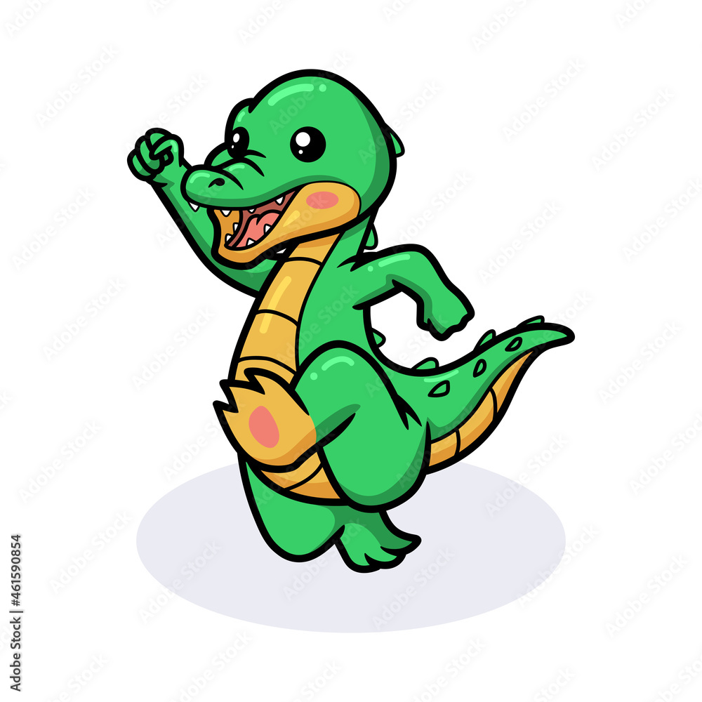 Obraz premium Cute happy little crocodile cartoon