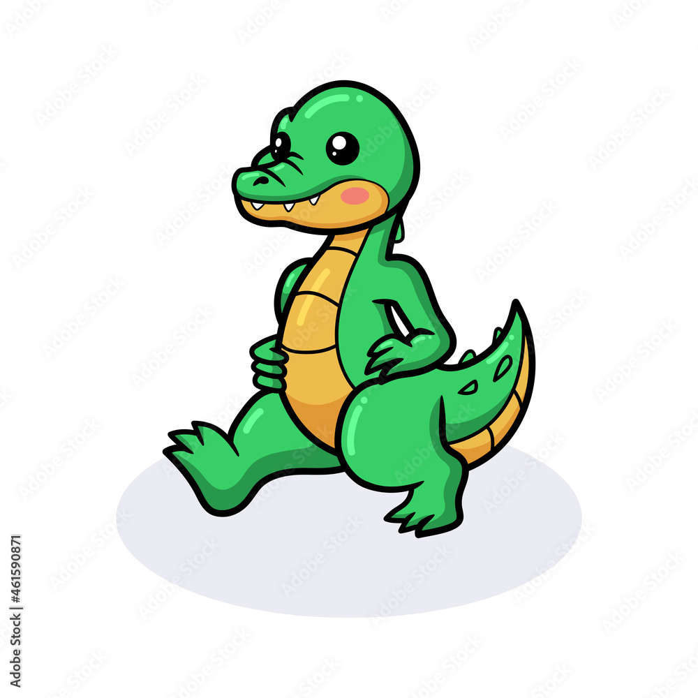 Naklejka premium Cute little crocodile cartoon standing