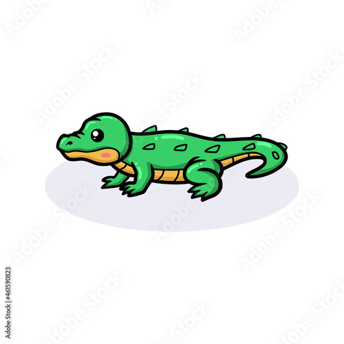 Cute little green crocodile cartoon
