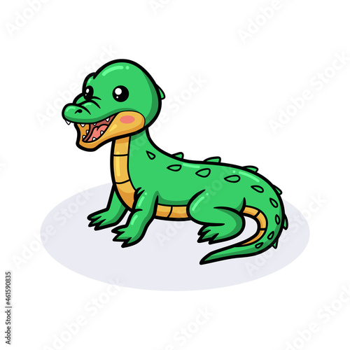 Cute little green crocodile cartoon