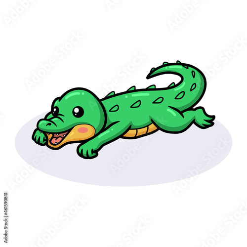 Cute little green crocodile cartoon