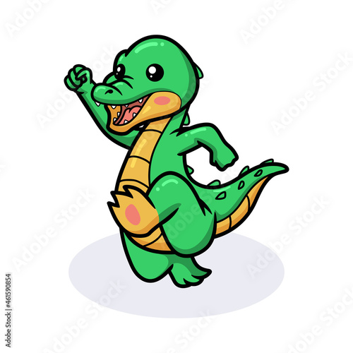 Cute happy little crocodile cartoon