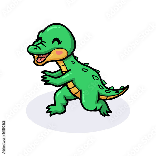Cute little crocodile cartoon standing