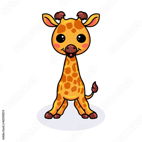 Cute little giraffe cartoon standing