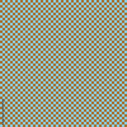 Checkerboard with very small squares. Sky blue and Brown colors of checkerboard. Chessboard, checkerboard texture. Squares pattern. Background.