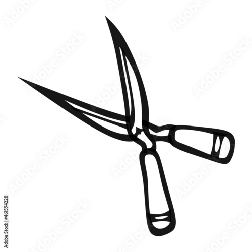 grass shears of farm hand drawn illustration