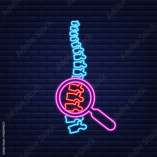 Neon Spine human graphic icon. Human anatomy. Vector stock illustration