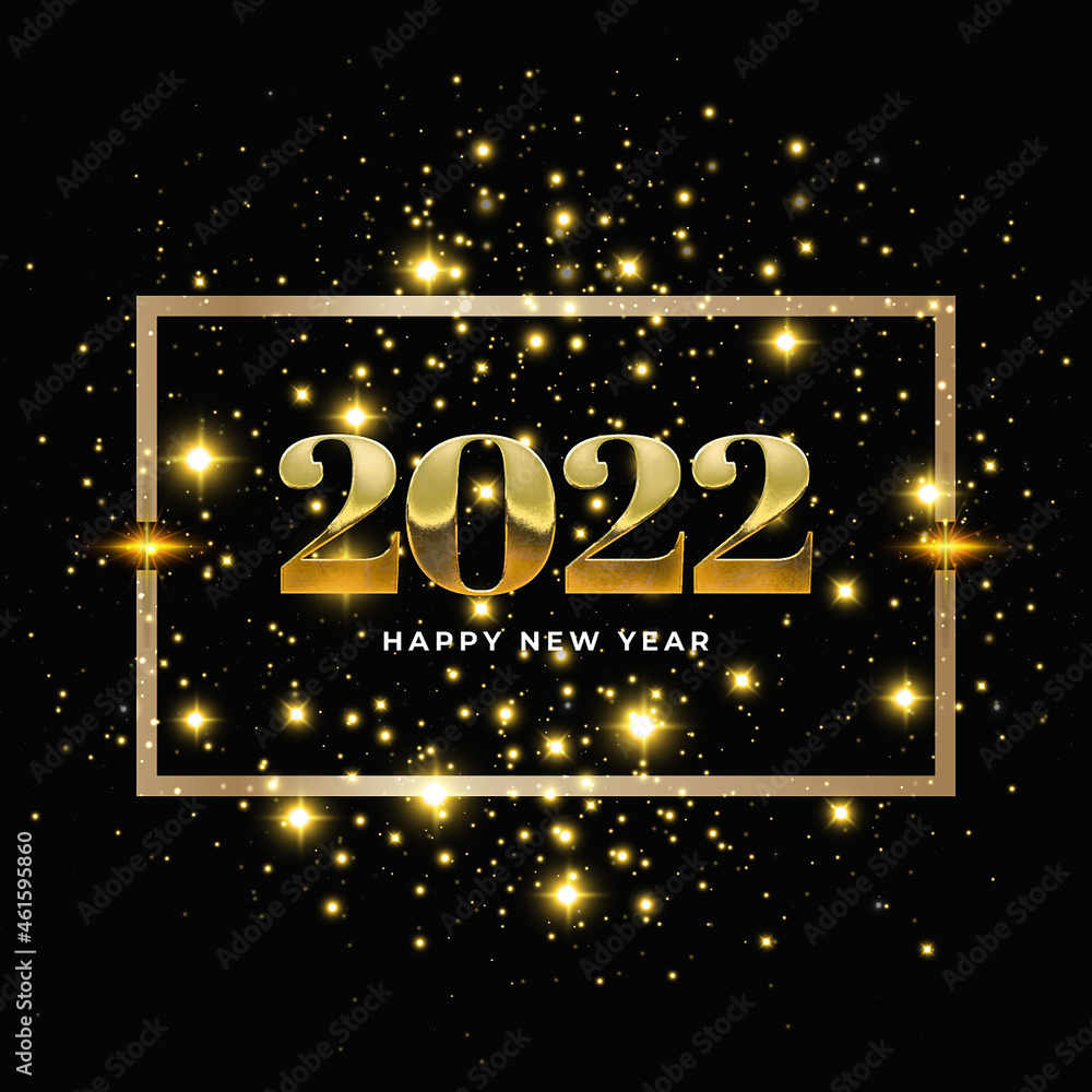 Happy new year 2022 simple modern black and gold background celebration