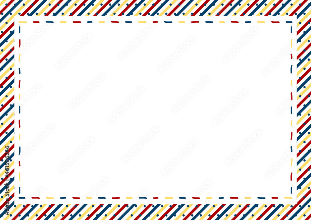 ステッチフレーム　ドットストライプ背景