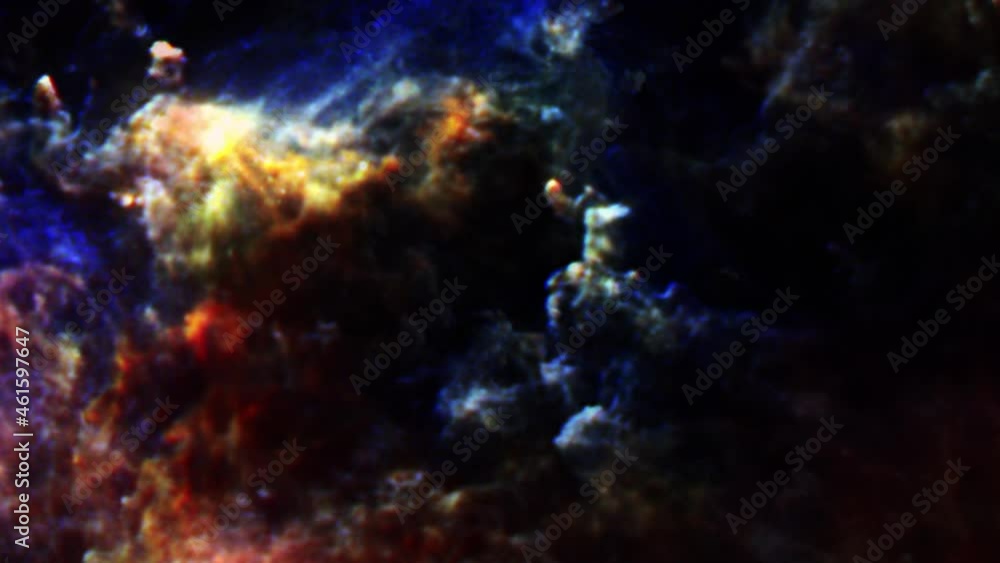 Seamless loop space travel through grunge dark orange blue cloud Nebula galaxy exploration through outer space towards glowing milky way galaxy. 4K looping animation of flying through glowing dark clo Seamless loop space travel through grunge dark orange blue cloud Nebula galaxy exploration through outer space towards glowing milky way galaxy. 4K looping animation of flying through glowing dark clo