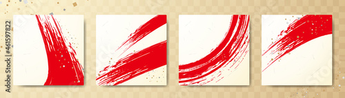 和風カードデザイン。筆のタッチ。墨のライン。和モダン