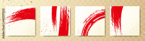 和風カードデザイン。筆のタッチ。墨のライン。和モダン