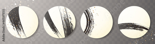 和風カードデザイン。筆のタッチ。墨のライン。和モダン