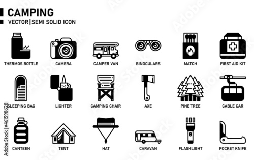 Camping icon for website, application, printing, document, poster design, etc.