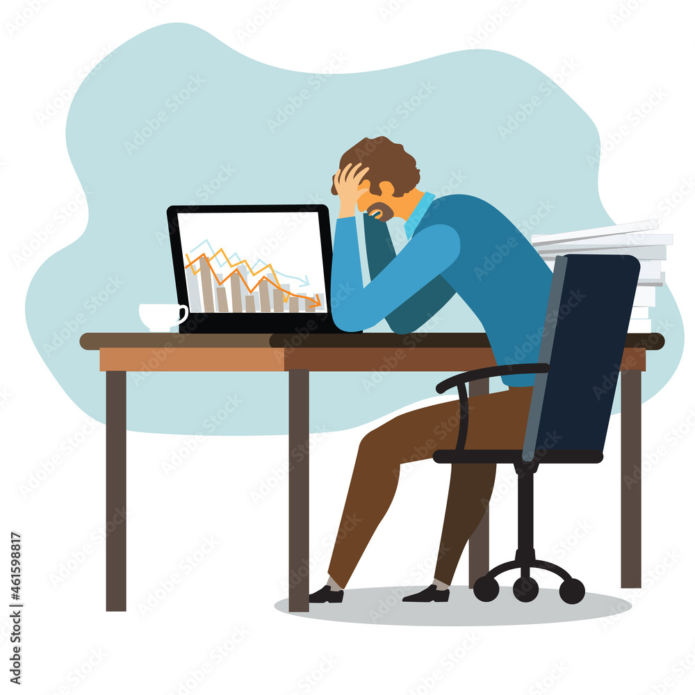 Overwork, Office Routine, Depressed Corporate Worker, Student Sitting in  Chair Cartoon Character. Stressed Businessman Overloaded with Paperwork. Tired  Man Working Overtime. Stock Vector | Adobe Stock
