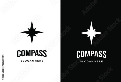 Simple Compass logo design on white and black background