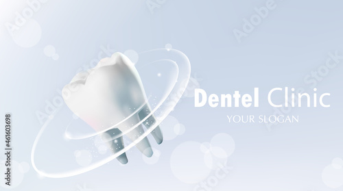 Protection of healthy teeth . tooth with glowing effect . illustration vector.