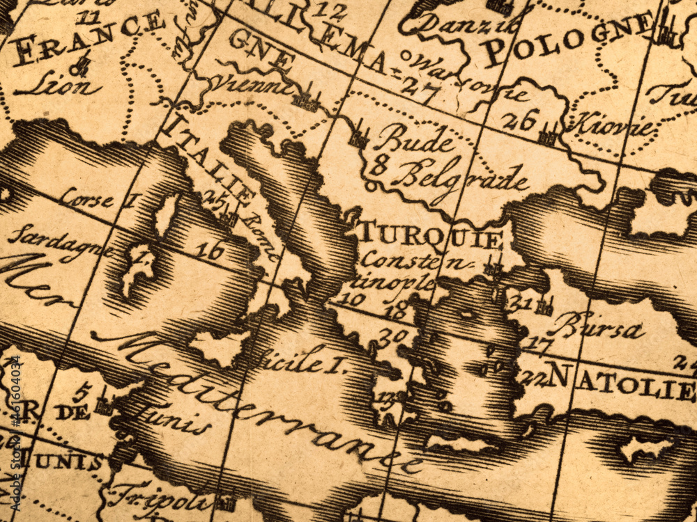 Fototapeta premium アンティークの古地図 地中海周辺 