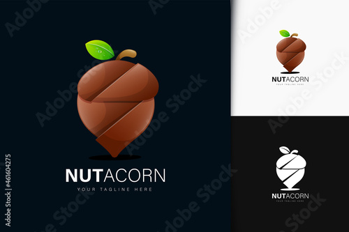 Nut acorn logo design with gradient
