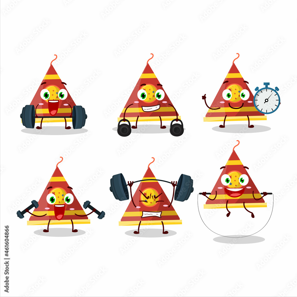 A healthy firecracker smoke cone cartoon style trying some tools on Fitness center A healthy firecracker smoke cone cartoon style trying some tools on Fitness center