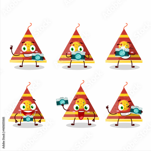 Photographer profession emoticon with firecracker smoke cone cartoon character