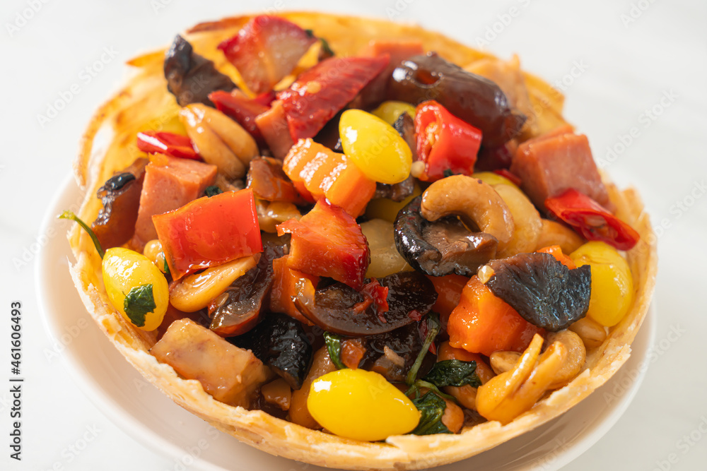Stir fried mixed Chinese fruits .and nuts Stir fried mixed Chinese fruits .and nuts