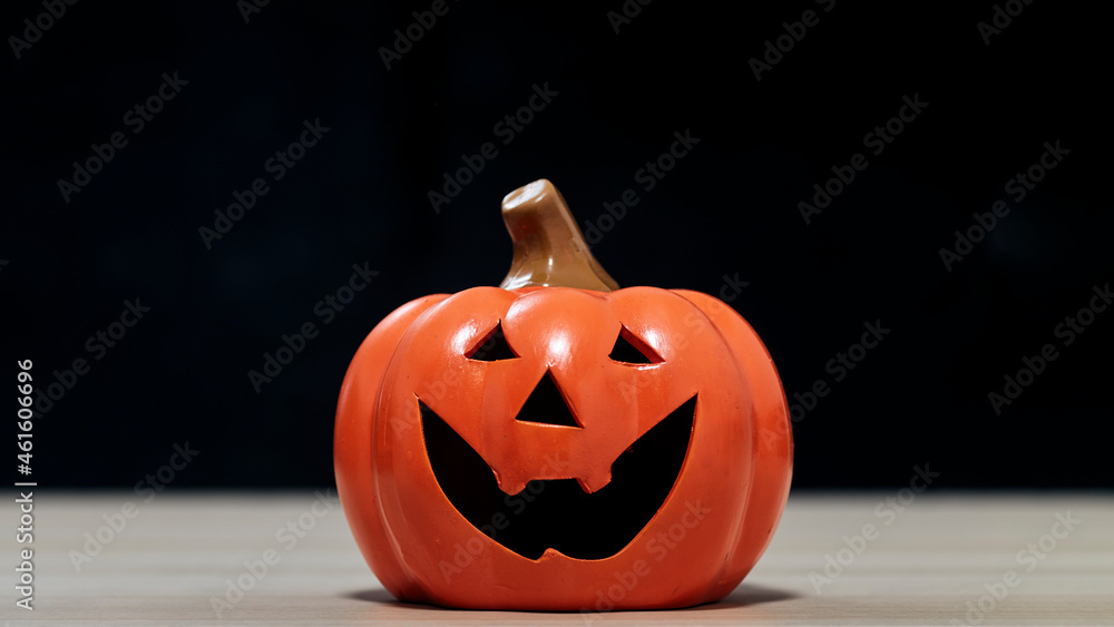 Halloween festival pumpkin Jack O lantern on wooden table Halloween festival pumpkin Jack O lantern on wooden table