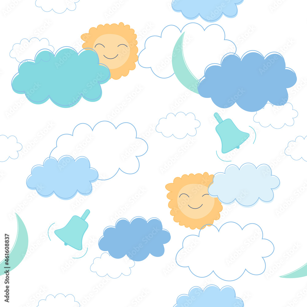 Seamless pattern with pastel cloud.Vector illustration.