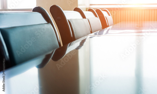 Office boardroom with leather chairs photo