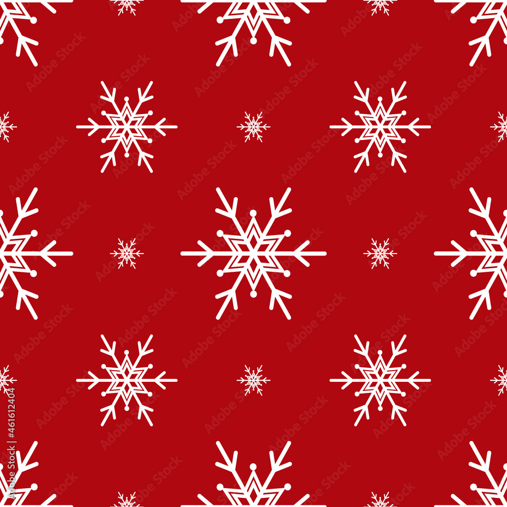 Christmas seamless pattern with snowflakes. Winter print. New Year background. Vector illustration in flat style. Christmas seamless pattern with snowflakes. Winter print. New Year background. Vector illustration in flat style.