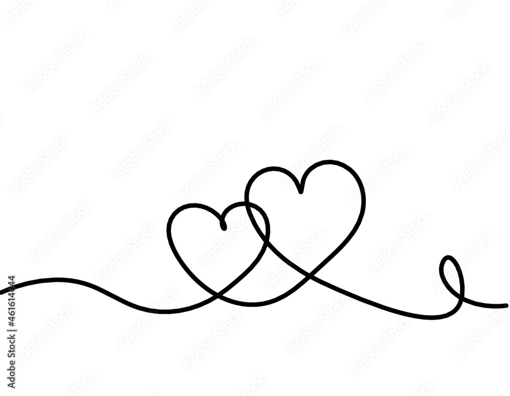Abstract hearts as continuous line drawing on white as background. Vector Abstract hearts as continuous line drawing on white as background. Vector