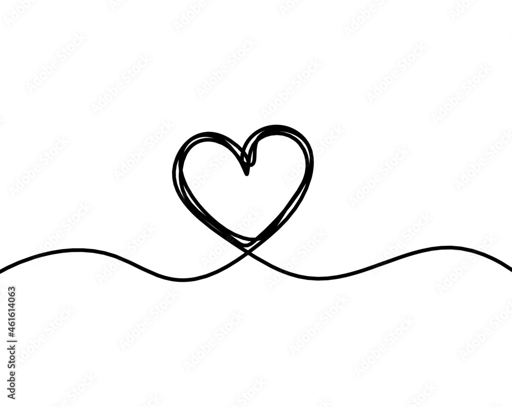 Abstract hearts as continuous line drawing on white as background. Vector Abstract hearts as continuous line drawing on white as background. Vector