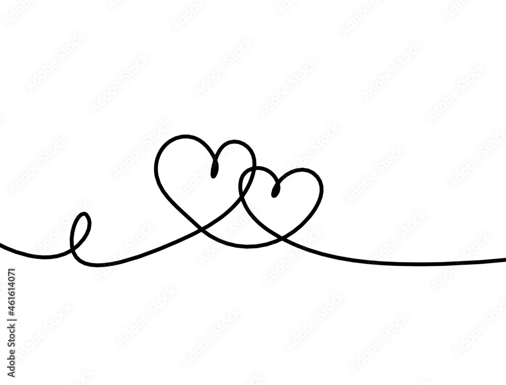 Abstract hearts as continuous line drawing on white as background. Vector Abstract hearts as continuous line drawing on white as background. Vector
