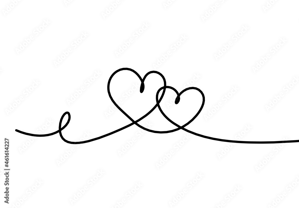 Abstract hearts as continuous line drawing on white as background. Vector Abstract hearts as continuous line drawing on white as background. Vector