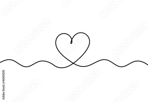 Abstract hearts as continuous line drawing on white as background. Vector