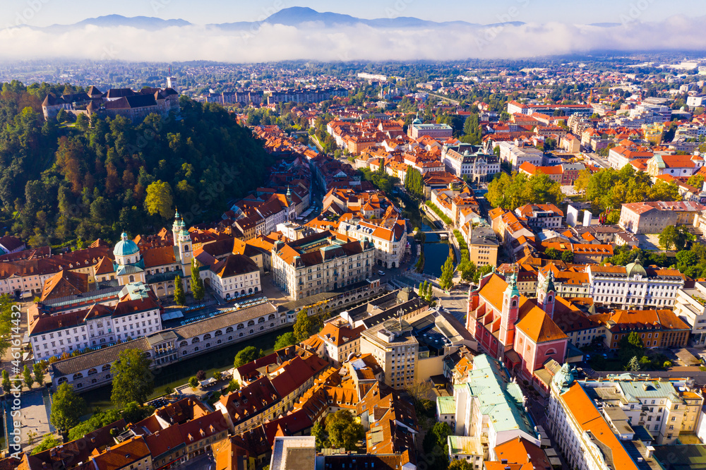 Ljubljana green cityscape aerial view. High quality photo