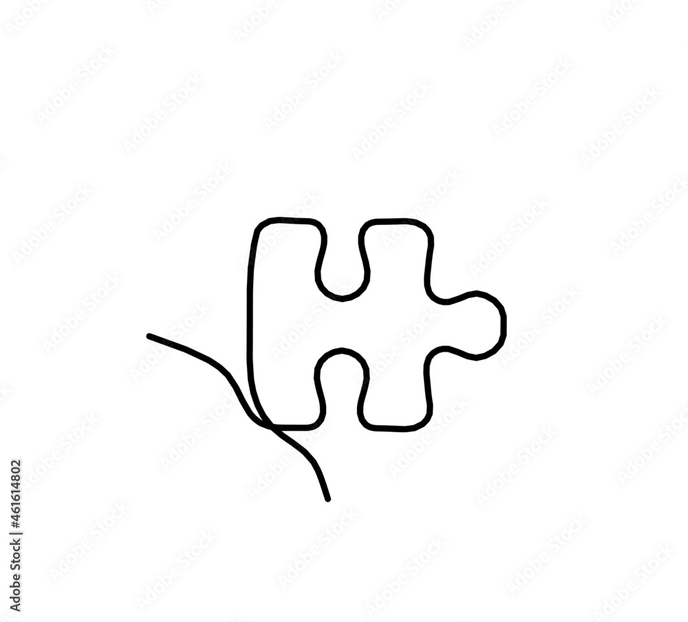 Abstract jigsaw puzzle as line drawing on white background. Vector
