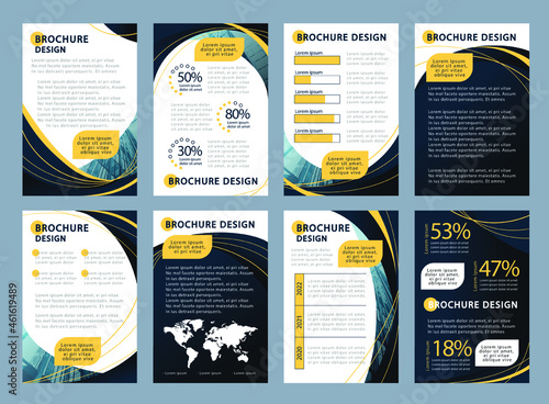 Vector template. Eight pages. Brochure template geometric pattern, smooth lines