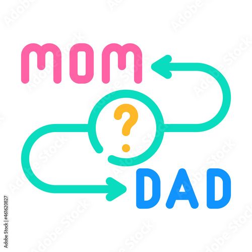 searching mom or dad after divorce color icon vector. searching mom or dad after divorce sign. isolated symbol illustration