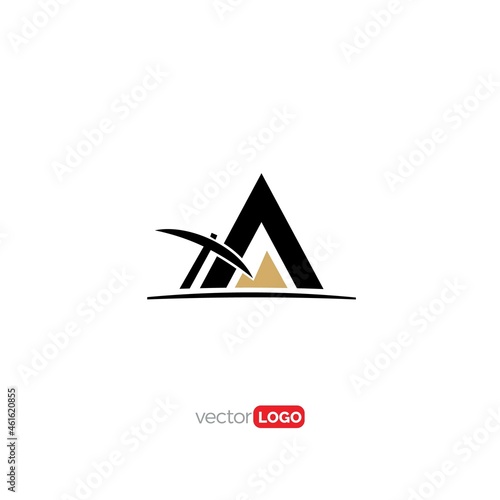 mountain gold mining icon/symbol/Logo Design Vector Template Illustration