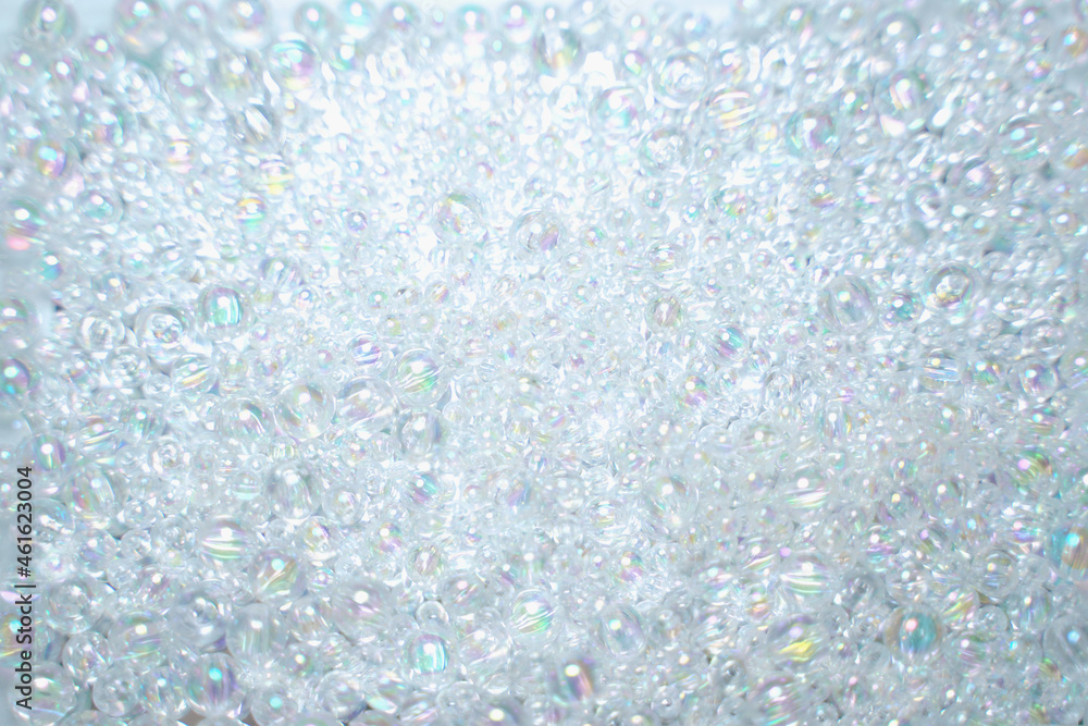 Obraz premium 七色の光を放つ泡のようなグラデーションビーズ 商品背景 Bubbles that glow in seven colors