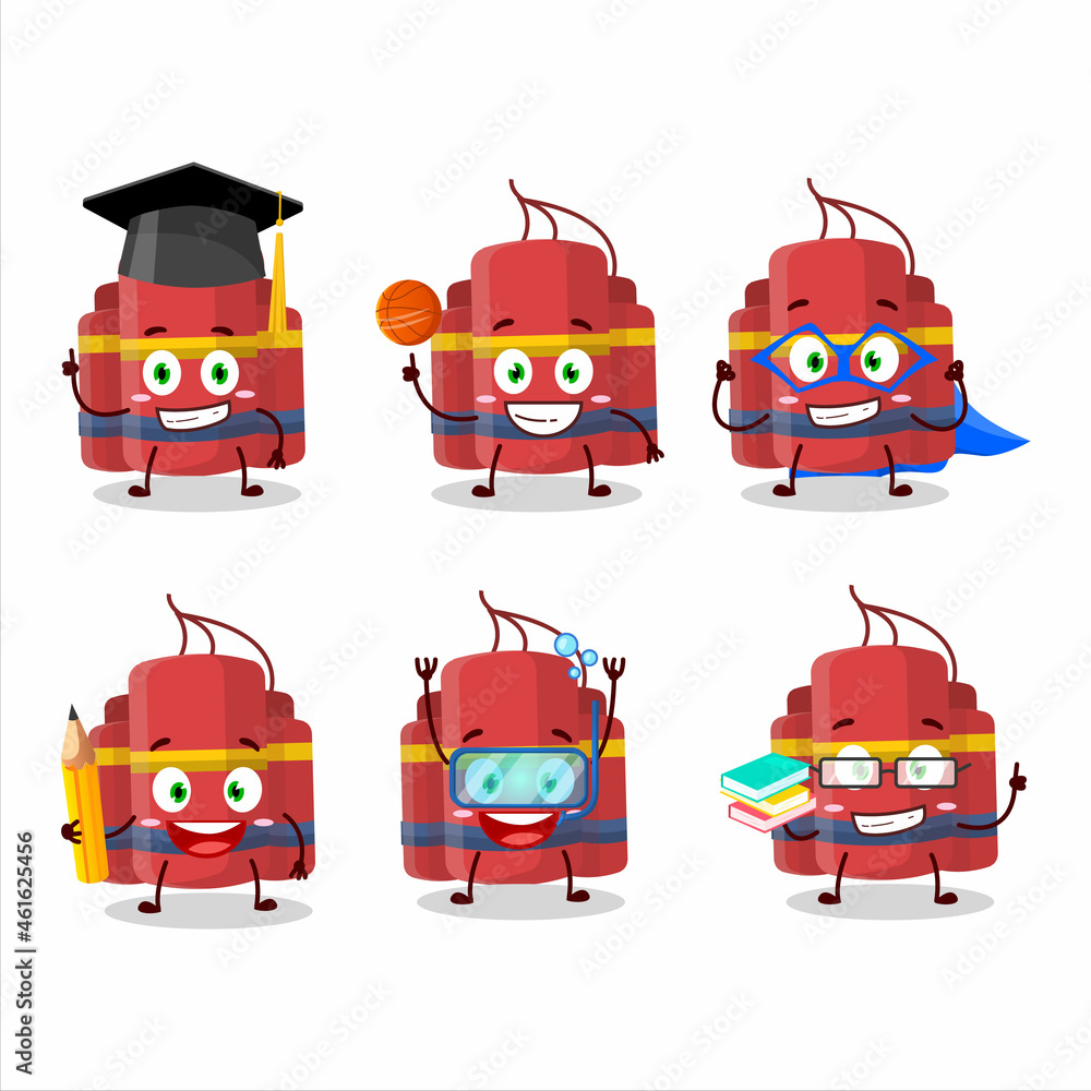 School student of red dynamite bomb cartoon character with various expressions School student of red dynamite bomb cartoon character with various expressions